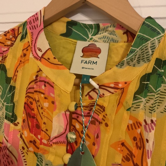 Farm Rio Yellow Beaks and Banana Tiered Ruffle Dress - Picture 7 of 12